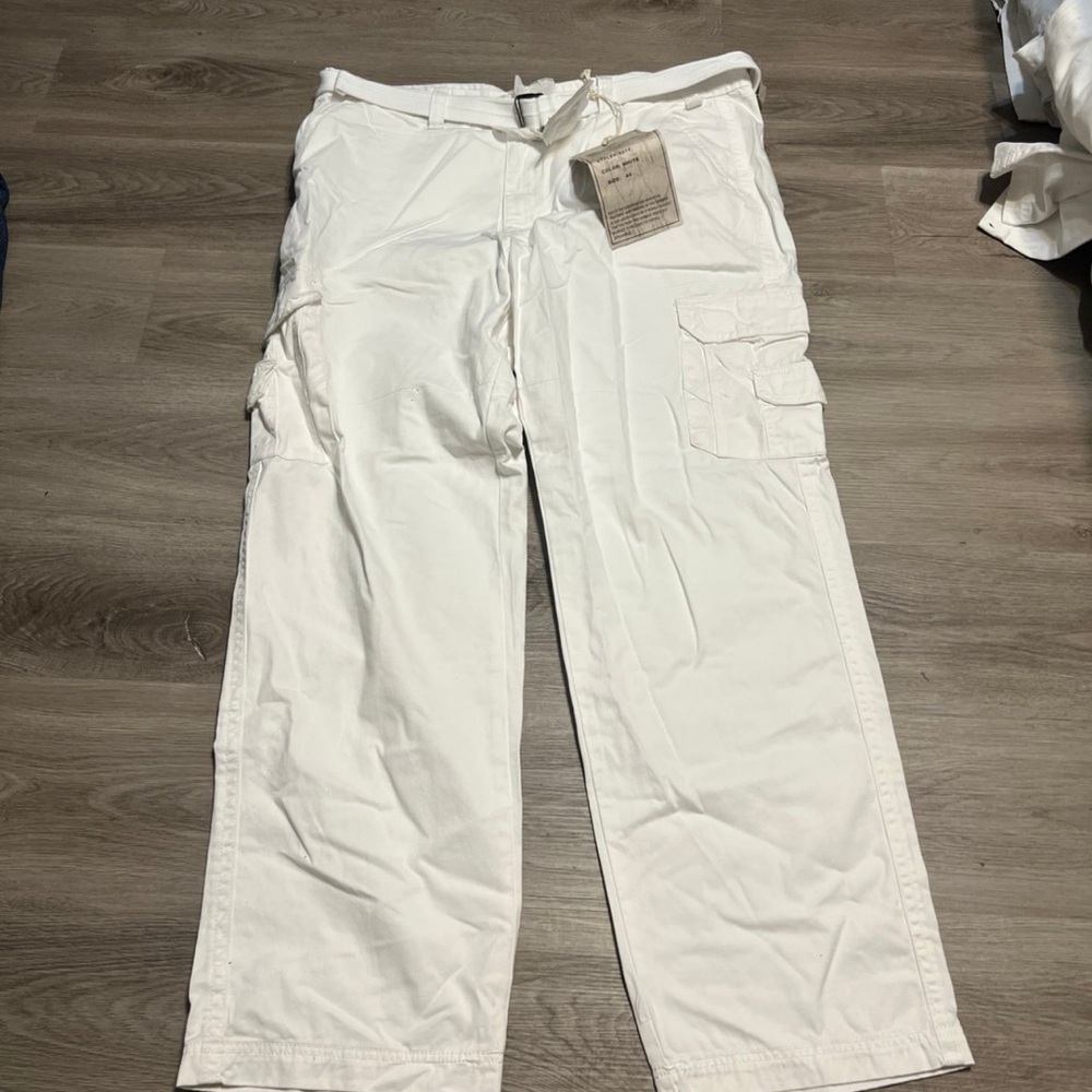 Baggy white cargo wide leg skater pants
